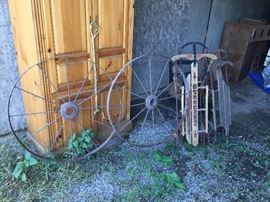 ANTIQUE SLEDS, LAWN DECOR