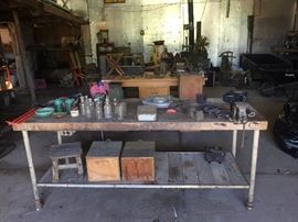 VINTAGE horse weight, wood boxes, Ford items 