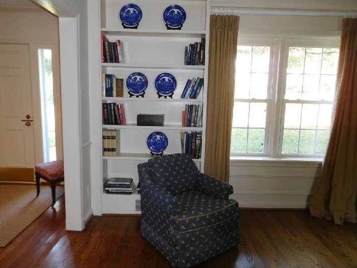 china,   books,  Ethan Allen  chairs