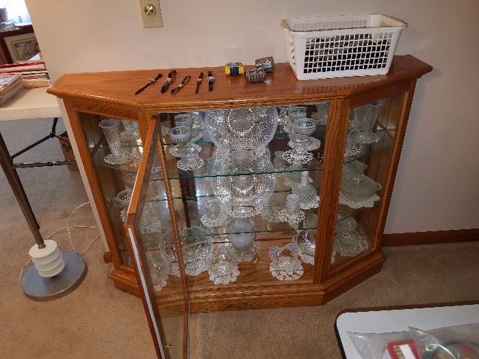 Another hand built cabinet filled with Hobnail glass