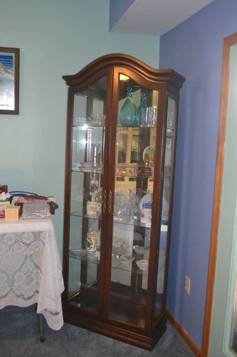 Beautiful Curio with glassware and chine