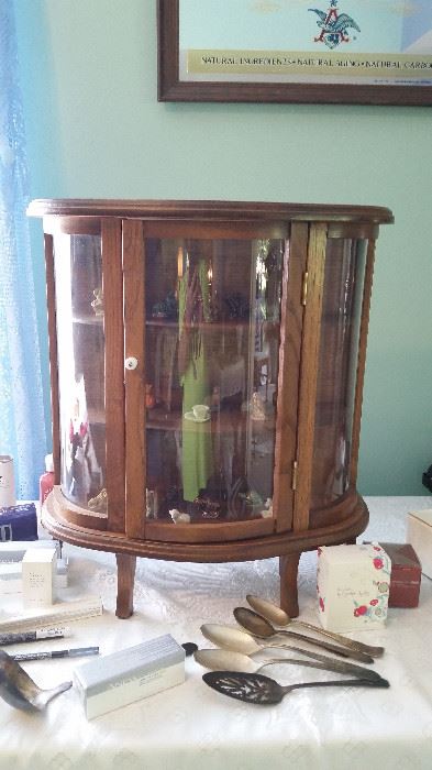 Adorable miniature curved glass china cabinet