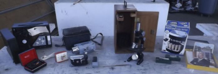 DDC073 Bausch & Lomb Microscope, Vintage Projector, Camcorders & More!
