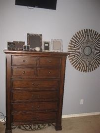 tall chest with iron trim ( matches the dresser and bed)