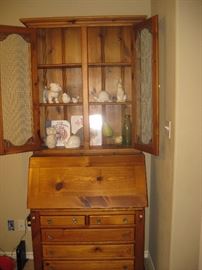 pine secretary with wire front
