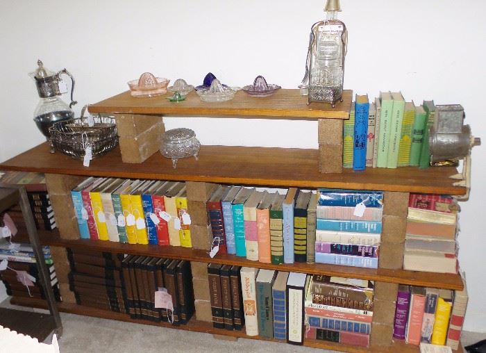 Books, children's books 60s/70s, Reader's digest condensed, Boy & girl scouts.  Decanters, Juice Reamers,  grinders