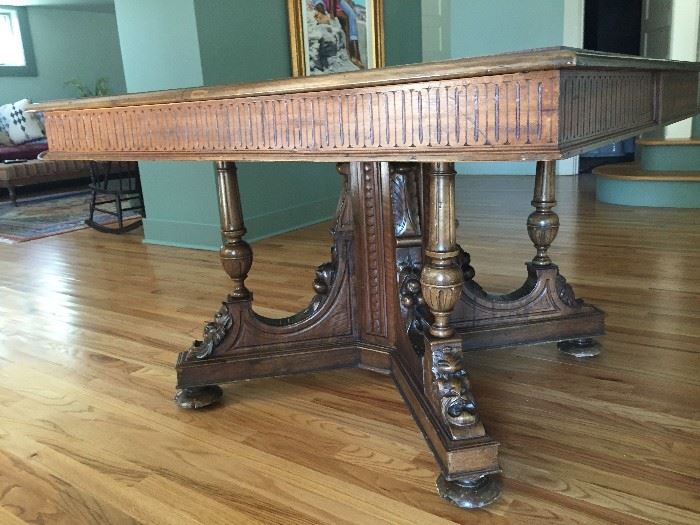 Rare Wormy Walnut table imported from England. 