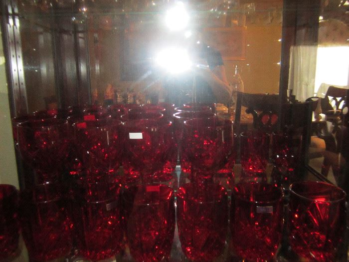 Fostoria glassware in red
