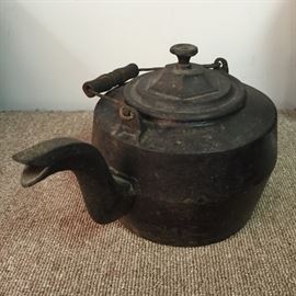 1800s Cast Iron Teapot marked " 4 Qt"