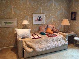 The Trundle Bed is complete with two bed covers / the box spring and matress is in great condition 