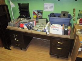 CD's, DVD's, vintage desk