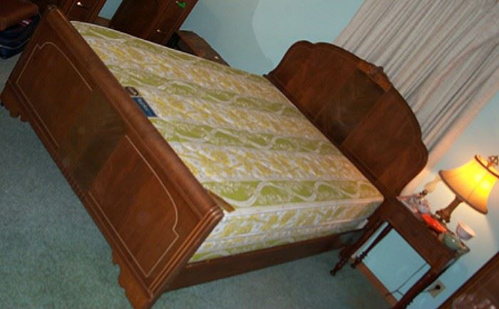 Walnut bed (part of 3 pc suite - priced separately) and night stand