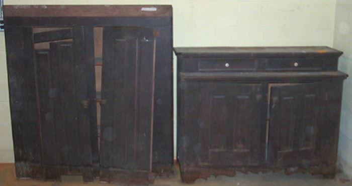 Large early primitive cupboard - some assembly required. In basement - ask to view. (Approx 91 in. H x 50 in. W x 20 in. D)