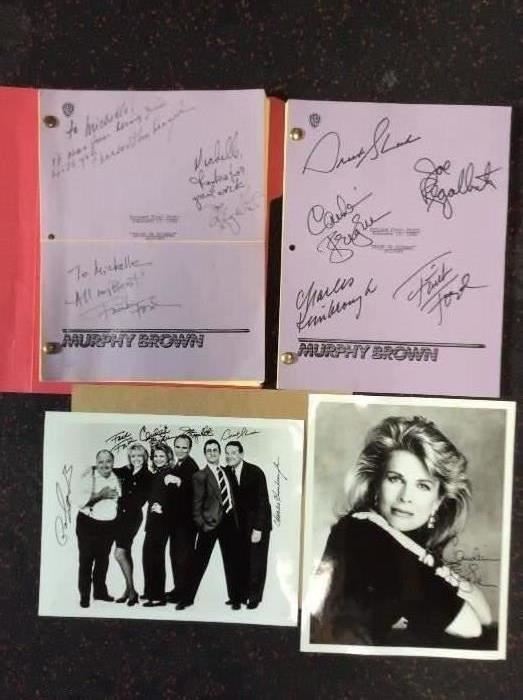 Cast Signed Murphy Brown Scripts and Photos, with Candice Bergen. Elizabeth Taylor episode.