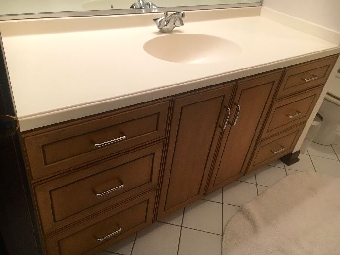 Bathroom sink counter with vanity cabinet