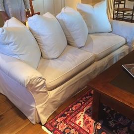 Comfiest-ever slipcovered sofa -- matching chairs in next pic. 