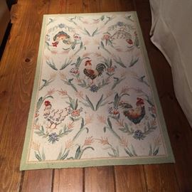 Fun rooster/chicken hooked rug