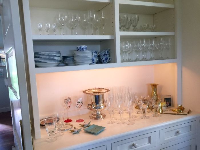More fine glassware, accessories, Meissen blue & white china