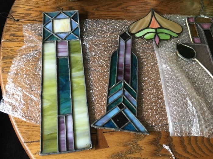 Small arts and crafts stained glass panels.