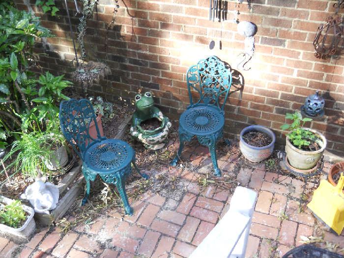 wrought iron chairs, etc.