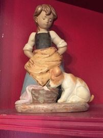 Early Lladro Kitchen Maid Series.  Gres Finish  "Nosey Pup:  Designed by Juan Huerta