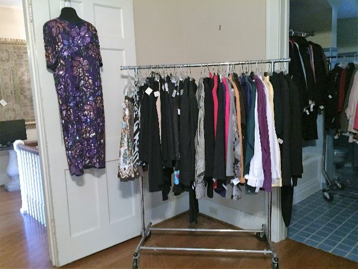 Lovely ladies tops, pants, suits, blouses, skirts, sweaters, jackets, etc.  Sizes 10-12-14-16.  All top name brands.  Lots of Chico's!