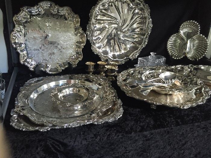 Silver plated serving trays