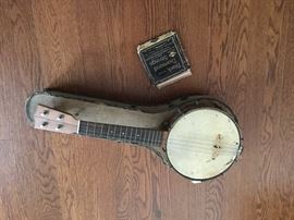 Sovereign 4 string, open back banjo or ukulele. 1920s.
