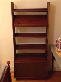 Vintage Maple Five-Shelf Bookcase Cabinet