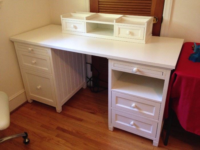 White Painted Six-Drawer Desk