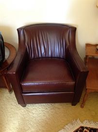 Sherrill Brown Leather Club Chair - 1 of 4