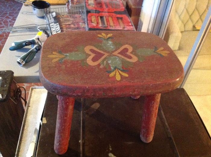 Painted Top Wooden Stool