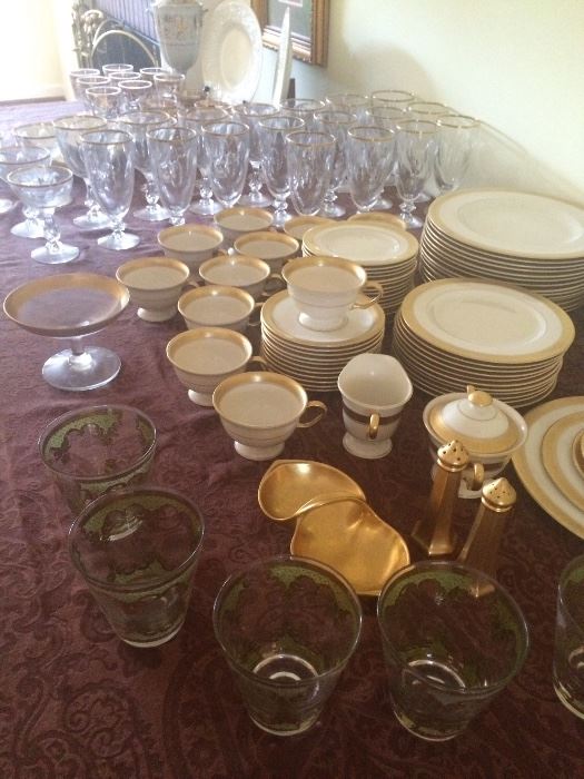 A lovely set of Pickard wedding China with matching Crystal… Never used!