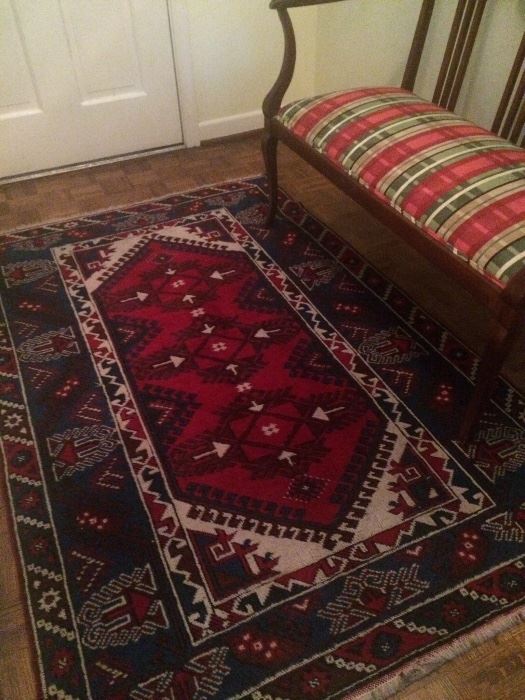 Fabulous hand knotted foyer rug...I moved it from the guest bedroom! 