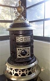 1896 Estate Oak heavily nickeled Parlour Stove. F Series No. 314. $1500 refinished 5 years ago