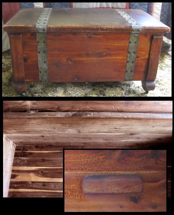  Antique cedar chest approximately 31 and a half inches wide 17 inches tall and 17 inches deep