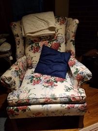 Wing back chair and ottoman