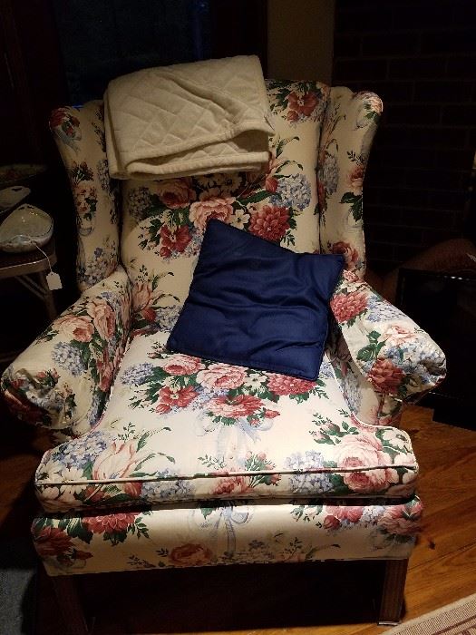 Wing back chair and ottoman