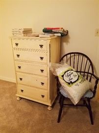 painted dresser chest, upstairs.  Windsor chair