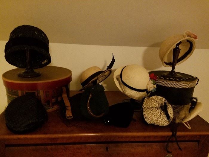 vintage hats, upstairs