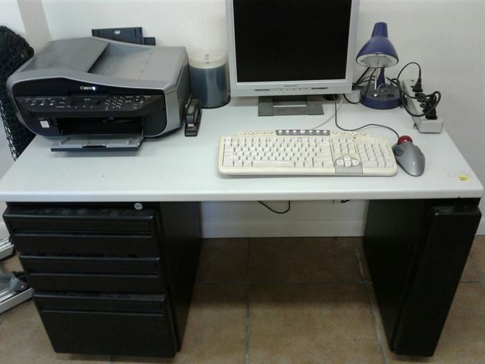 Computer desk and printer
