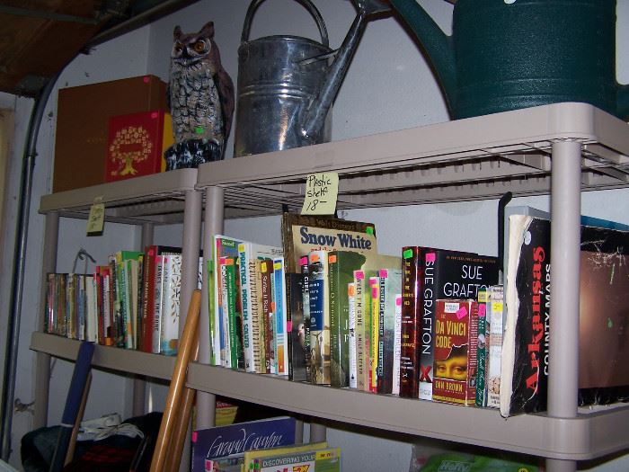 Plenty of books, DVD's, and CD's-  of course we have the required fake owl - hoot, hoot!