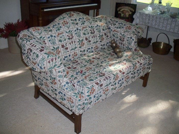 the matching love seat and old Christmas bells