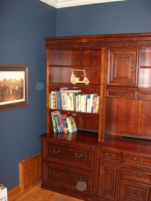 Other end section of cherry Hooker bookshelf/cabinet.