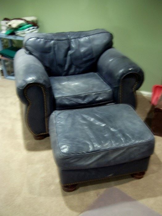 Leather chair & ottoman.