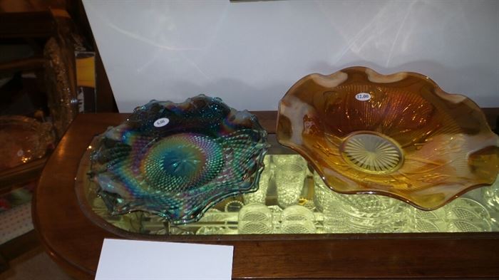 Carnival Glass Bowl ~ Iris & Herringbone Bowl