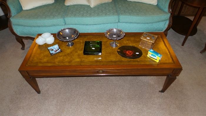 Mahogany Coffee Table With Leather Top