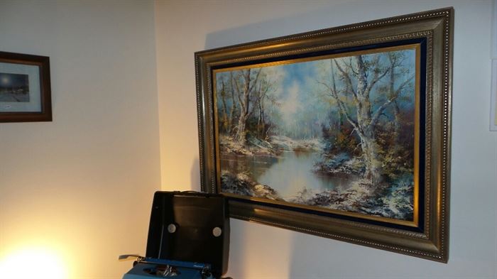 Winter River Scene Oil Painting ~ Signed HUNTER