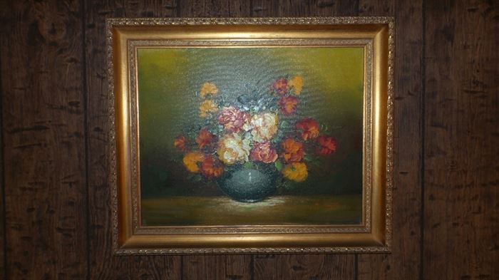 SIgned Floral Still Life Oil Painting