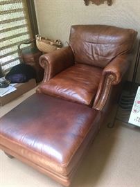 Ralph Lauren leather chair & ottoman 